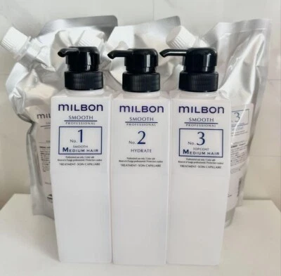 Milbon Tratamiento Suave Nº1.2.3 Juego Completo 3 Pasos Profesional Para Cabello Medio / Foto 1 de 2