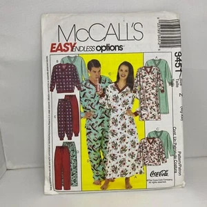 #3451 McCalls Misses and Mens Night Shirt Top and Pull on Pants Sewing Pattern S - Picture 1 of 4