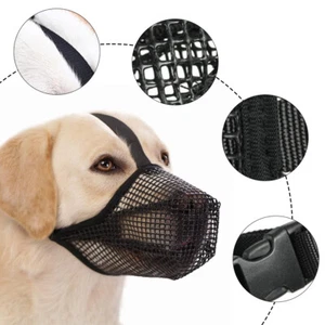 Adjustable Pet Dog Muzzle Mouth Cover Anti-lick Biting Chewing Barking Mesh Mask - Picture 1 of 11