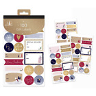 100 Contemporary Design Christmas/Xmas Foil Sticker Gift Labels Gold, Red & Blue