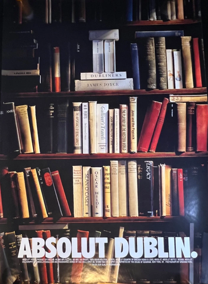 Absolut Dublin Vodka Ireland Library Irish Authors Book Poster XL size - New - Image 1 of 4