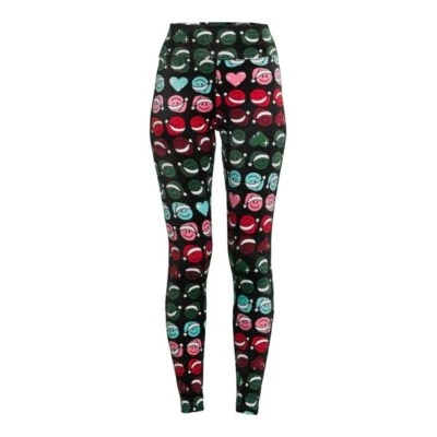 No Boundaries Juniors' Velour Leggings Smiley Faces Medium (7-9) Super Plush - Image 1 of 4