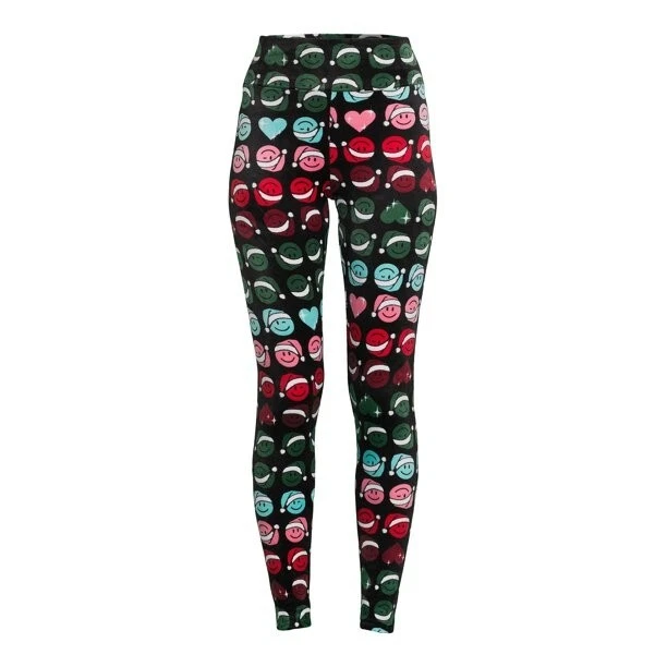 No Boundaries Juniors' Velour Leggings Smiley Faces X-Large (15-17) Super Plush - Image 1 of 4