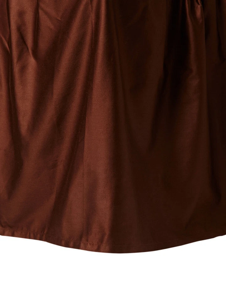 Sferra Monroe Pima Cotton King Bedskirt Choco Brown 3PC Gathered Dust Ruffle