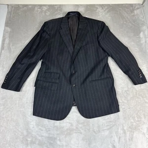 Vintage Polo Ralph Lauren Blazer Men's 48R Gray Pinstripe Wool Suit Jacket Italy - Picture 1 of 11