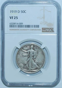 1919 D NGC VF25 Walking Liberty Half Dollar - Picture 1 of 2