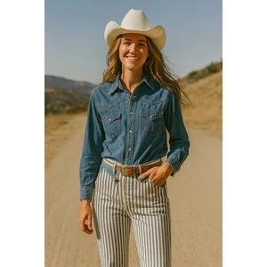 Vintage Blaze Striped High Waist Jeans Western Bareback 13/31 Rodeo 1980s - Picture 1 of 12