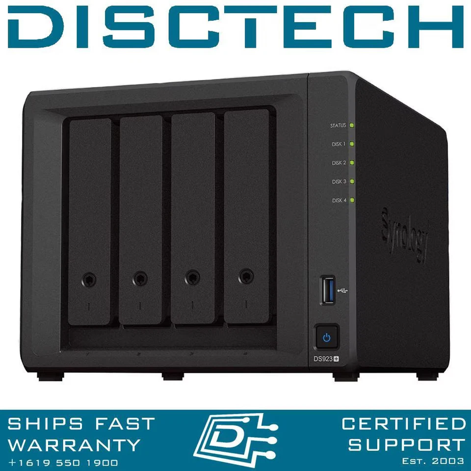 Synology 16TB DiskStation DS923+ 4-bay SATA NAS 4x 4TB WD Red Plus HDDs 8GB RAM - Image 1 of 1