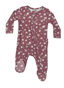 Neu mit Etikett Angel Dear Schlafanzug mit Bambusfüßen Pflaume Blumenmuster 3-6 Monate - Bild 1 von 3