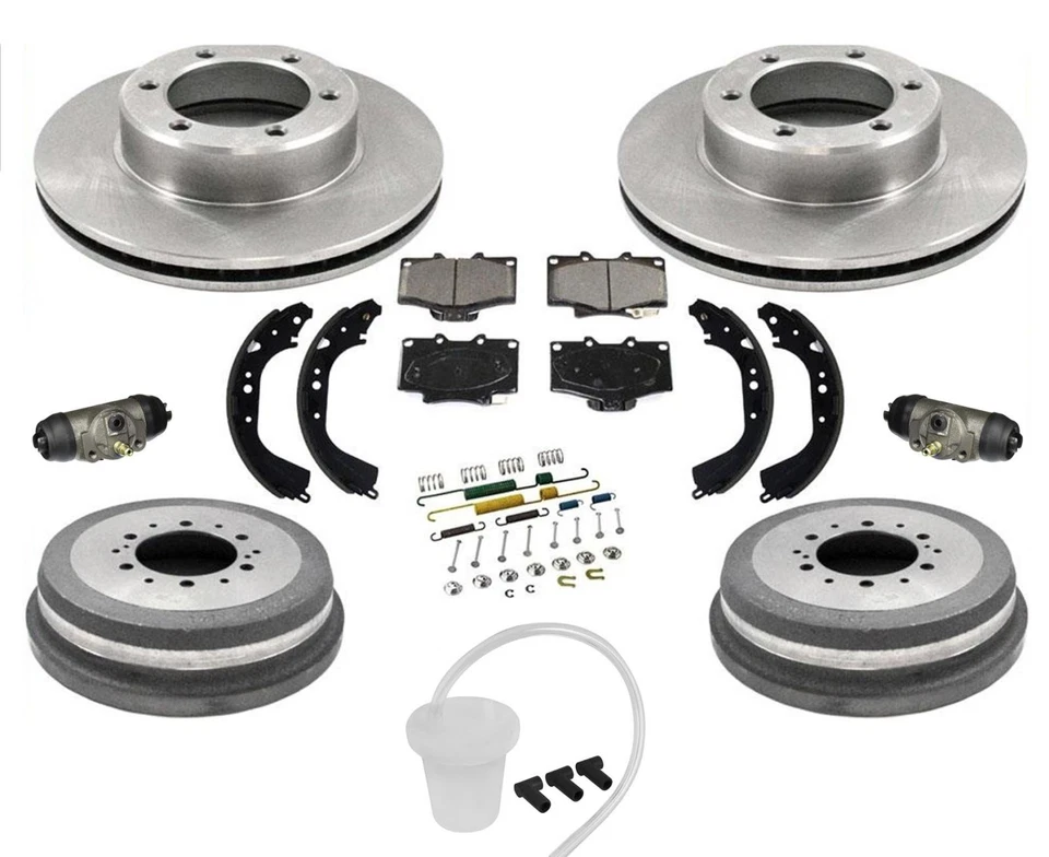 F Rotors Pads Drums Brake Shoes Springs for 93-98 Toyota T100 4 Wheel Drive 10pc - Image 1 of 4