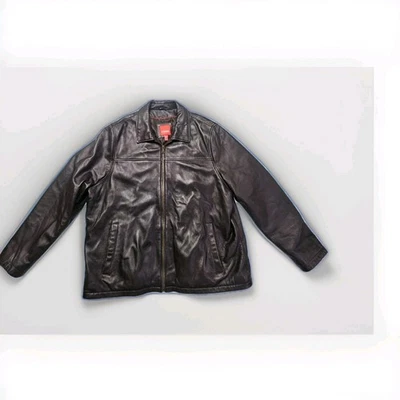 Chaqueta IZOD Para Hombre Vintage Cuero Cordero Negro Forrada Cremallera Talla XXL Foto 1 de 4