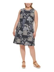 TOMMY HILFIGER Womens Navy Sleeveless Above The Knee Shift Dress Plus 16W - Picture 1 of 11