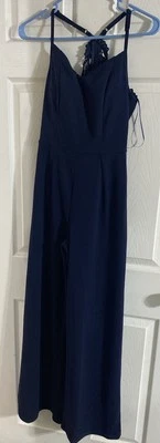 Trixxi 海军蓝连身裤 蕾丝背面细节 优雅 美丽拉链 — 第 1/4 张图片