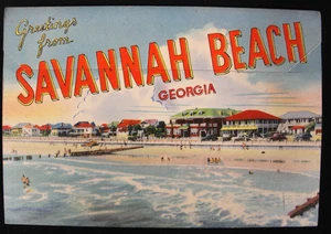 Vintage Grüße aus Savannah Beach Georgia, Souvenir Ordner Postkarten Set 40er - Bild 1 von 11
