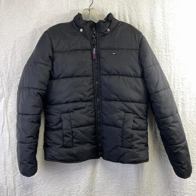 Tommy Hilfiger Jacket Boys XL Black Puffer Quilted Full Zip Insulated Flag Logo - Image 1 of 4