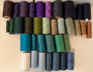 Lot of 36 Sewing Quilting Machine Cotton Thread Spools in Cool Colors Roxy, More - Picture 1 of 4