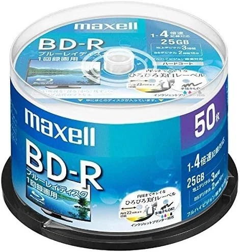 maxell BD-R for recording Standard 130 minutes 4x speed Wide printable white 50 - Image 1 of 1