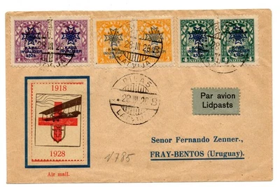 CAPA CORREIO AÉREO LETÔNIA 1928 1º VOO URUGUAI - Imagem 1 de 2
