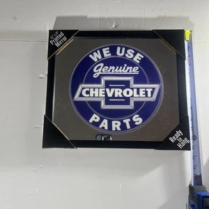 printed mirror wall decor featuring the classic "We Use Genuine Chevrolet Parts" - Picture 1 of 4