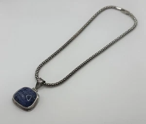 Vintage Silpada Blue Sodalite Pendant Popcorn Chain Necklace 16” - Picture 1 of 8