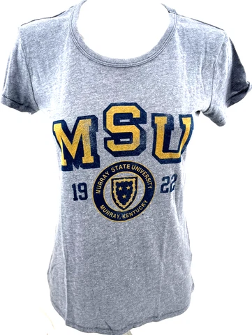 NEW Murray State MSU Racers Alternative Gray SS Scoop Neck Shirt Womens M Cover