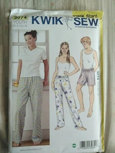 Kwik Sew Jugend Schlafhose Shorts Muster 3074 Größe XS-XL von 2011 ungeschnitten - Bild 1 von 2