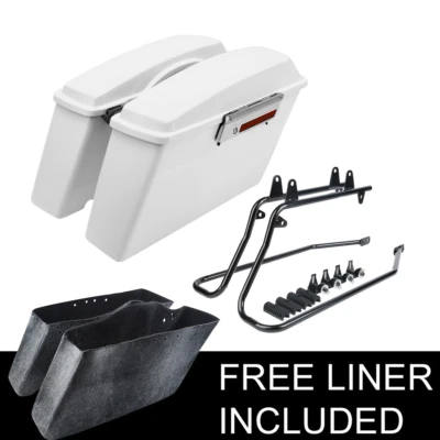 Kit de soporte de alforjas duras blancas apto para Harley Softail Fatboy 84-17 Foto 1 de 4