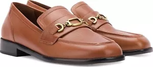 Larroudé Patricia Slip On Loafer Flats Women's 6.5 Napa Antique Mocca Square Toe - Picture 1 of 19