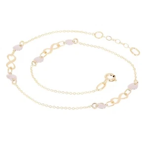 Italian 14k Two Tone Gold Infinity & Heart Link Anklet Bracelet 10" 2 grams - Picture 1 of 5