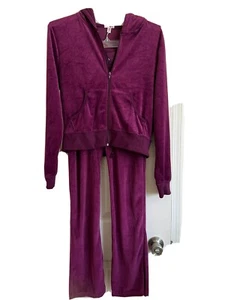 NWOT JUNIORS BONGO VELOUR  HOODIE SWEATSHIRT JACKET (L) & PANTS (M) - Picture 1 of 10