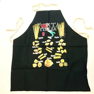 Delantal babero Pasta Italia Italia NUEVO SIN ETIQUETAS NUEVO negro 100 % tela de algodón Sabatina Cooking - Imagen 1 de 6