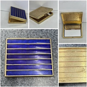 Specchio vintage Christian Dior metallo tono oro e polvere compatto senza chiusura leggi - Foto 1 di 18