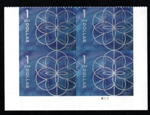 #5853  2024 Floral Geometry Plate Block/4 -  MNH - Picture 1 of 1