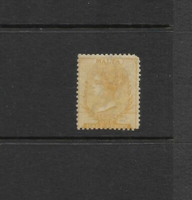 Malta Scott #3 used 1/2c yellow buff perf 14 wmk 1, Queen Victoria 1875 f/vf - Image 1 of 2