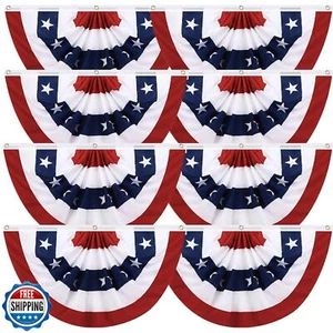 8 Stück USA Plissee Fächer Flagge, 1,5 x 3 Fuß American US Patriotic Wimpel Flaggen - Bild 1 von 5