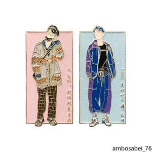 Idol Chapter Xiao Zhan and Wang Yibo Glitter Painted Metal Badge Brooch Collect - Picture 1 of 10