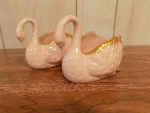 Juego de 2 crema plantadora baratija vintage Lenox Swans oro rosa - Imagen 1 de 5