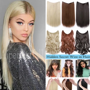 Straight Hidden Invisible Wire In 1pcs Natural Long Thick Hair Extensions Blonde - Picture 1 of 46