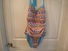 New Womens Blue And Pink Into The Bleu One Piece Bathing Suit, 10
