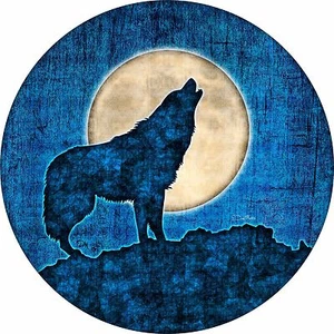 Blue Wolf Howling Moon  Spare Tire Cover All Sizes Available-back up camera opt - Picture 1 of 7