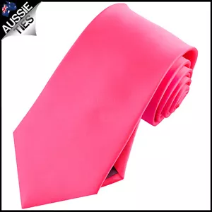MENS HOT PINK 8.5CM TIE necktie wedding plain bright formal - Picture 1 of 1