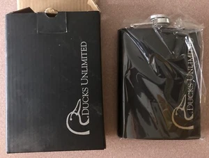 Ducks Unlimited Flask Black Silver 8 oz - Picture 1 of 1