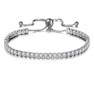 Adjustable Tennis Friendship Bridesmaid Cubic Zirconia Women Ladies Bracelet - Picture 1 of 7