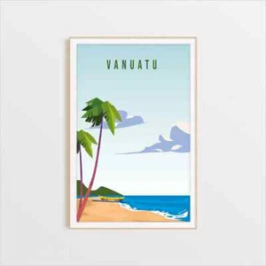Vanuatu Travel Illustration Poster Premium Quality Choose your Size - Picture 1 of 2