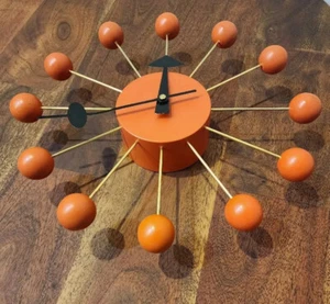 Vitra Ball Wall Clock Orange George Nelson Retro Mid-Century Modern Style - Picture 1 of 6