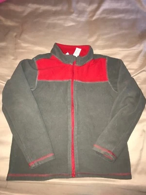 Boys Toughskins Fleece Zip Up Fleece Sweater Size 7, Grey with red  - Image 1 of 4