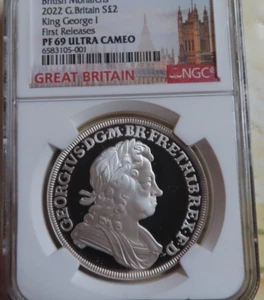 2022 Great Britain King George I 2 Pounds 1oz Silver Proof Coin NGC PF 69 Specia - Picture 1 of 6