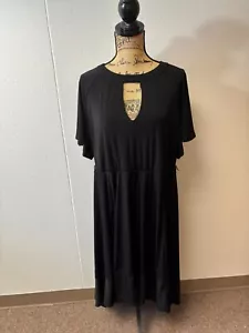Torrid Damen Größe 3X Schwarz Kleid Schlüssellochausschnitt Kurzarm Cinched Taille - Bild 1 von 10