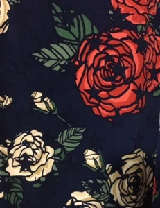 NWT LuLaRoe CARLY ~ 3XL ~ NAVY ~ RED WHITE TAN ROSES ~ Floral ~ AMERICAN DREAMS - Picture 1 of 3