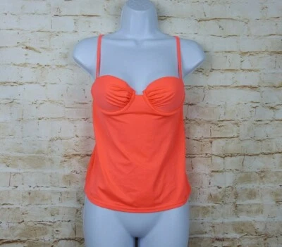 Regata J.Crew Feminina Tamanho 0 Neon Coral Underwire Busto Ruched Swing Swim Nova Com Etiqueta - Imagem 1 de 4